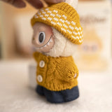 Labubu V1/V2 Party Outfit Set – 17cm Plush Doll Clothes with Bear Label Sweater, Jean Shorts, Scarf & Hat Accessories
