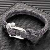 Men's Minimalist Nautical Rope Bracelet – Double-Strand with Stainless Steel U-Shape Shackle Buckle | Survival Jewelry