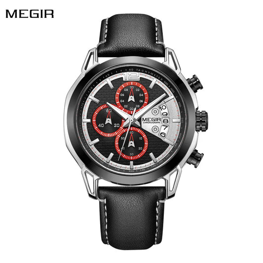 MEGIR Military Sports Luxury Leather Quartz Watch: Stylish, Waterproof, Chronograph