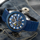 RUIMAS Luxury Men's Watch: Sporty Quartz Chronograph with Large Dial, Luminous Date, and Casual Elegance