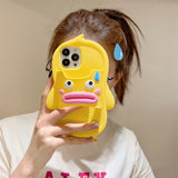 Adorable 3D Duck with Slipper Design Silicone Case for iPhone 11 to 15 Pro Max, Fun Cartoon Style