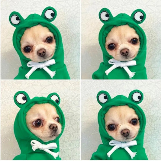 Autumn Frog Hoodies For Pets: Soft and Cozy Fleece Clothes for Small Dogs and Cats, Ideal for French Bulldogs, Chihuahuas