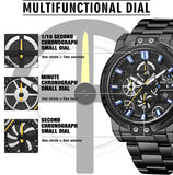 MEGIR Luxury Business Quartz Men's Watch: Stainless Steel, Waterproof Chronograph Wristwatch