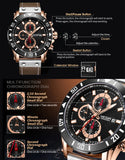 MEGIR Men's Military Sport Watch: Waterproof, Leather Quartz Chronograph with Calendar