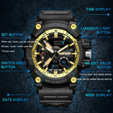 Men's Waterproof Silicone Sports Watch – Quartz Digital Wristwatch with Dual Display, Alarm, and Date