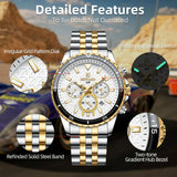 Men's Luxury Quartz Watch - Stainless Steel, Waterproof Wristwatch with Luminous Dial and Calendar Function