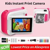 Children's Instant Print Camera: Digital Video Camera with Built-in Thermal Printer, Doesn't Require Ink, Selfie Functionality