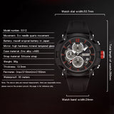 Men's Trendy Quartz Wristwatch - Waterproof & Shockproof, Fluorescent Dial with Stopwatch and Date for Men