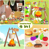 Camping Set for Kids: Tent Toy, BBQ Grill, Pretend Play Kitchen, Cutting Food Set—Indoor and Outdoor Toys, Toddler Gift