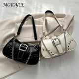 Fashionable Shoulder Bag: Cool Crescent Style, High-Quality with Chain Ornament