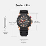 RUIMAS Luxury Men's Quartz Sports Watch: Silicone Strap, Luminous Hands, Chronograph