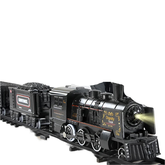 Electric Train Toy Set: Classic B/O Railway with Freight and Passenger Steam Locomotives, Smoke Simulation Model