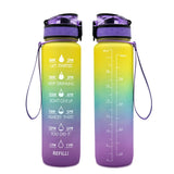 1L TRITAN Leakproof Water Bottle: Matte Gradient with Time Marker for Hiking, Cycling, Camping, Running, and Yoga