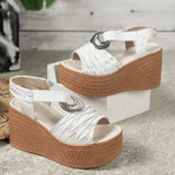 Women's Chunky Summer Sandals – Thick Sole Wedge Heels with Hollow-Out Platform Gladiator Style