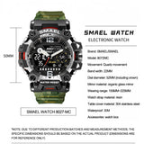 SMAEL Men's Fashion Military Watch, Luxury Original Sports Chronograph, Waterproof Quartz Digital Wristwatch