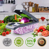 16-in-1 Vegetable Slicer Cutter: Includes Basket for Shredding, Dicing, Chopping, and Grating Various Fruits and Vegetables