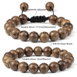 Vintage Men's Tibetan Buddha Bracelet – 6/8/10/12mm Natural Wood Beads | Ethnic Tribal Charm Wristband Jewelry