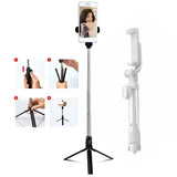 Wireless Bluetooth Selfie Stick Tripod with Remote Control, suitable for smartphones, live photos, camera monopods, and self-timer shots