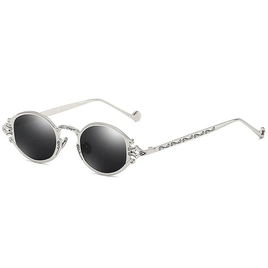 Women's Fashionable Metal Steampunk Sunglasses - Round Vintage Glasses of High Quality