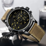 MEGIR Men's Luxury Leather Strap Chronograph Waterproof Sports Watch