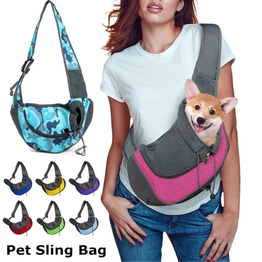 Outdoor Travel Dog Shoulder Bag: Pet Puppy Carrier with Mesh Oxford Material, Single Comfort Sling Handbag Tote Pouch, Available in S/L Sizes