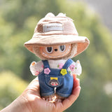 Labubu V1 Doll Clothing Replacement Set – 17cm Vinyl Pendant Outfit with Hat & Overalls for DIY Styling and Fashion Doll Accessories