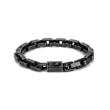 Men's Punk Biker Chain Bracelet – Matte Vintage Oxidized Black Heavy Link with Motorcycle Style Stainless Steel Bangle