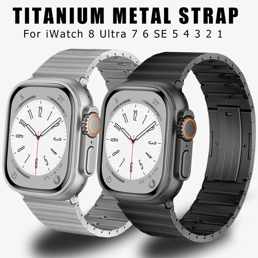 Titanium Link Bracelet for Apple Watch - Compatible with Series 8, 7, 6, 5, 4, 3, SE in Various Sizes