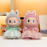 Labubu Doll Sequined Gauze Dress Set – 7 Color Options with Bow Detail for 17cm Plush Dolls, Dress-Up Accessories for Stylish Displays