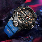 SMAEL Men's Quartz Sports Watch: Waterproof, LED Dual Display, Date Alarm, Military Style, Fashionable Student Wristwatch