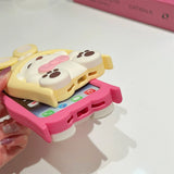 Cartoon Shockproof Soft Cover: Rotating Ear Bow Dog Silicone Phone Case for iPhone 11-14 Pro Max