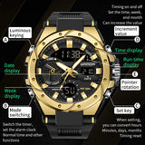 Men's Luxury Sport Chronograph - Luminous Waterproof Quartz Digital Wristwatch with Large Dial