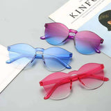 Unisex Rimless Sunglasses with Ocean Color Lenses - UV400 Protection, Available for Bulk Purchases