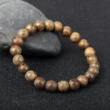 Men's Natural Wooden Buddhist Beads Bracelet – Elastic Rope Prayer & Reiki Wristband | Buddha Lover Jewelry Gift