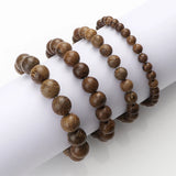 Men's Natural Wooden Buddhist Beads Bracelet – Elastic Rope Prayer & Reiki Wristband | Buddha Lover Jewelry Gift