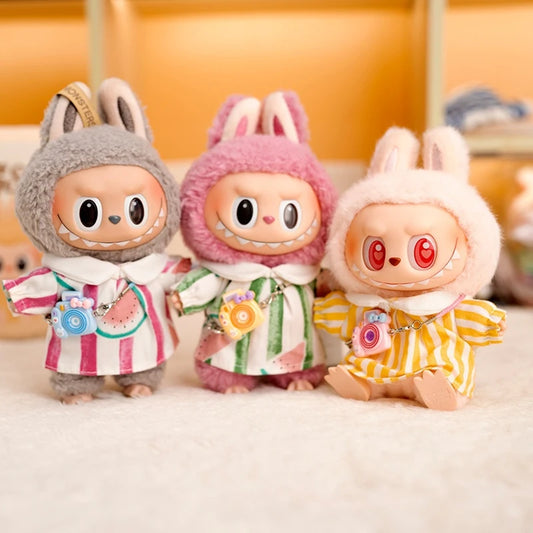 Labubu Idol Doll Spring Outing Outfit – 17cm Mini Plush Shirt & Camera Suit Accessories for Kindergarten Style
