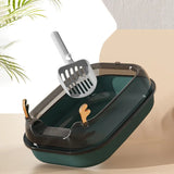 Large Antler-Themed Semi-Enclosed Cat Litter Box: High-Sided, Anti-Splash Design, Cat Toilet and Bedpan, Pet Accessories