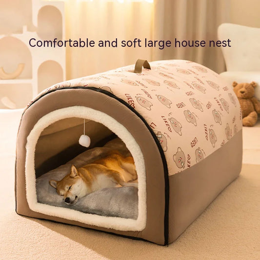 Winter Warm Large Dog Nest: Removable and Washable Dog Bed, Seasonal Pet House for Big Dogs and Cats