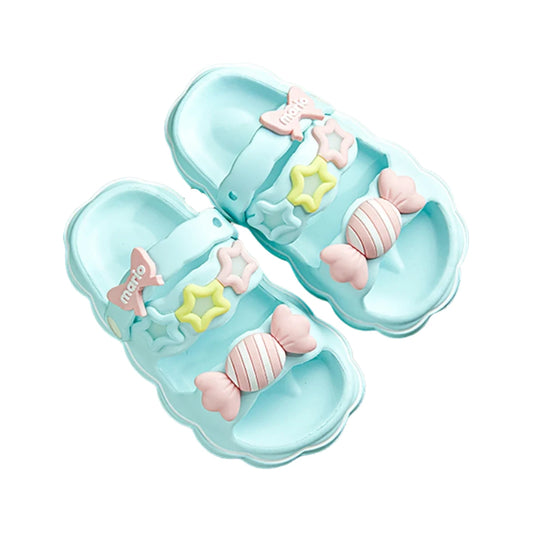 Girls' Cute Candy Bow Slippers – Lightweight Open-Toe Sandals with Anti-Slip Design for Indoor and Outdoor Summer Wear