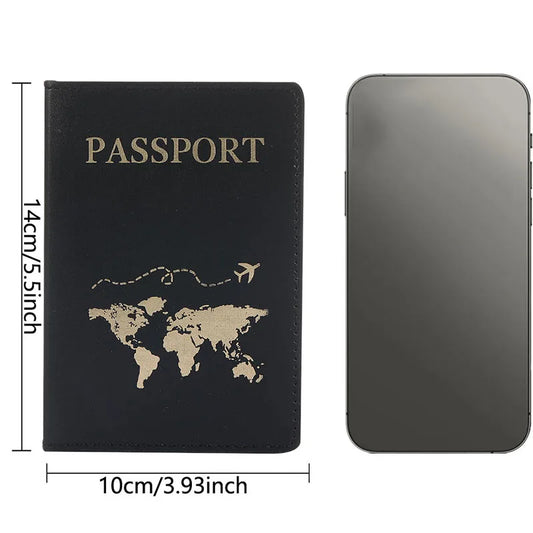 Fashionable World Map Passport Holder: Couple Design with Hot Stamping, Ideal for Traveling and Organizing Bank Cards