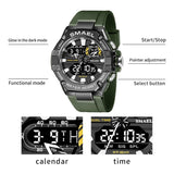 Luxury Military Men’s Watch – Dual Display Quartz Waterproof Wristwatch with Sport Stopwatch Function