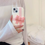 Adorable 3D Pink Bow Gift Box Girl Silicone Phone Case for iPhone 11-15 Pro Max