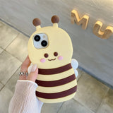 3D Pink Bee Face Silicone Phone Case for iPhone 11-14 Pro Max