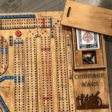 Wooden Cribbage Board Game – Includes Pegs and Storage Compartment | Interactive Strategy Table Game for Family, Camping, and Party Supplies