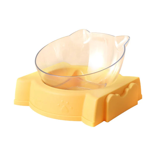 Spliceable Single-Head Cat Feeding Set: Double Bowl with Drinking Bottle, Non-Slip Tilt Rack, Essential Kitten Supplies