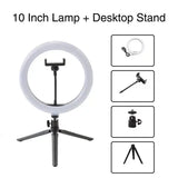 Dimmable LED Ring Lamp with Tripod - Perfect for Selfies, Vlogging, Makeup Tutorials, YouTube, TikTok, and includes a Bluetooth Remote