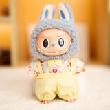 Labubu Doll Yellow Cartoon Outfit Set – 17cm Plush Clothes with Suspender Pants or Dress for Baby Pendant Doll Replacement Styling