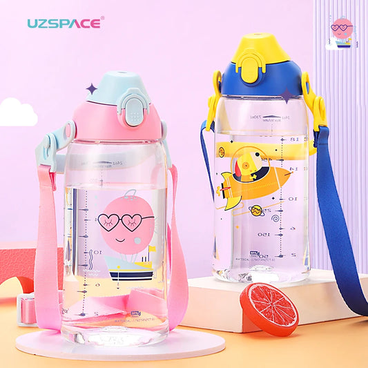 Kids' 730ml Sport Water Bottle with Straw: Portable, Leakproof, Eco-friendly Tritan Cup with Time Marker, BPA-Free Plastic Drinkware