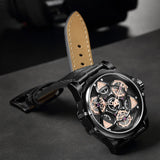 RUIMAS Men's Fashion Watch: Leather Strap, Large Dial, Sporty Quartz, 3ATM Waterproof, Casual Wristwatch