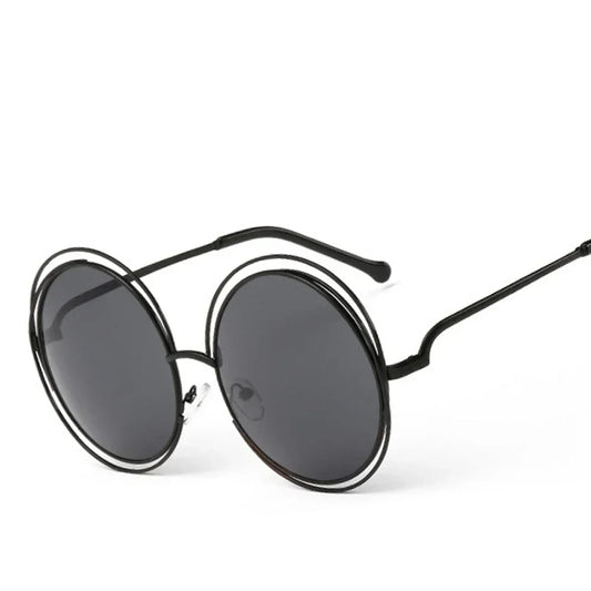 Oversized Vintage Round Mirror Sunglasses for Women - Big Size, Metal Frame, Lady Sun Shades for a Cool Look